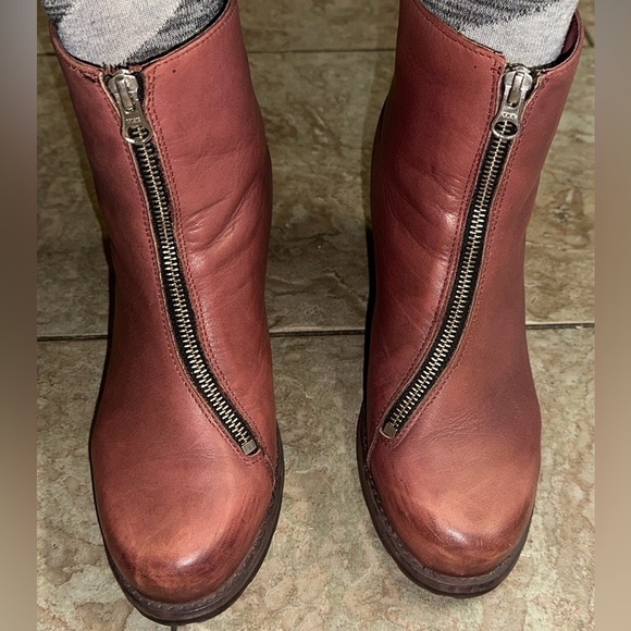 Biza burgundy leather zipper boots - Picture 11 of 15